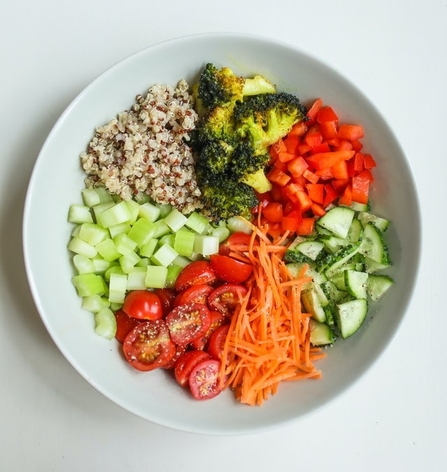 Vegetable medley and quinoa in a bowl