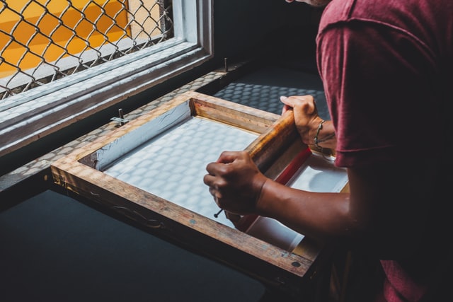 screen printing ink through the frame