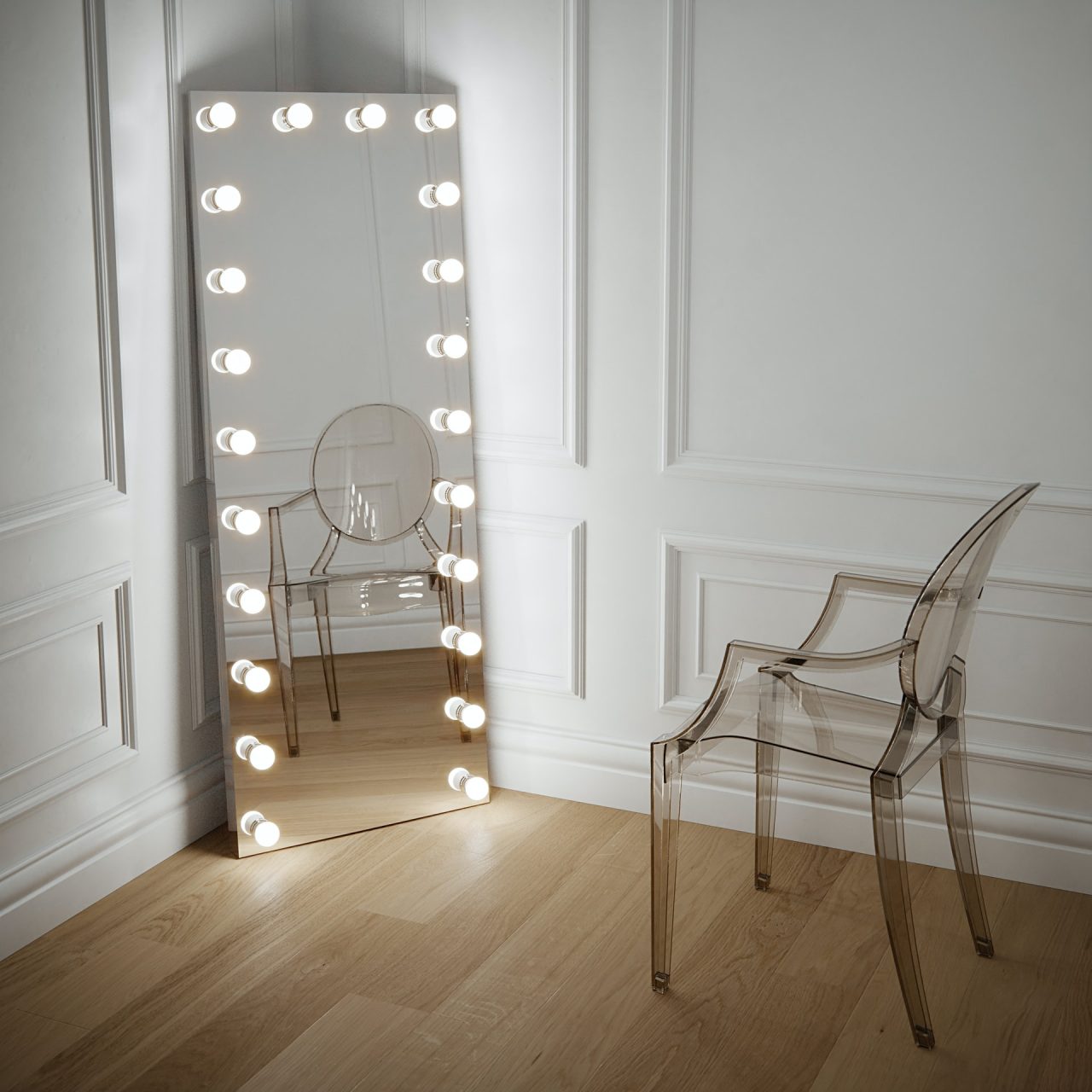 large hollywood style mirror