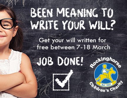 Rockinghorse partners with local solicitors to offer free will writing appointments to supporters.